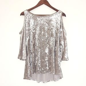 Velour Cold Shoulder Top